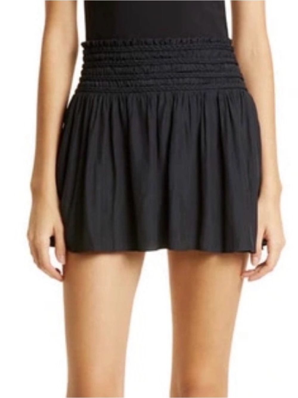 RAMY BROOK Elen Smocked Waist Skirt Navy